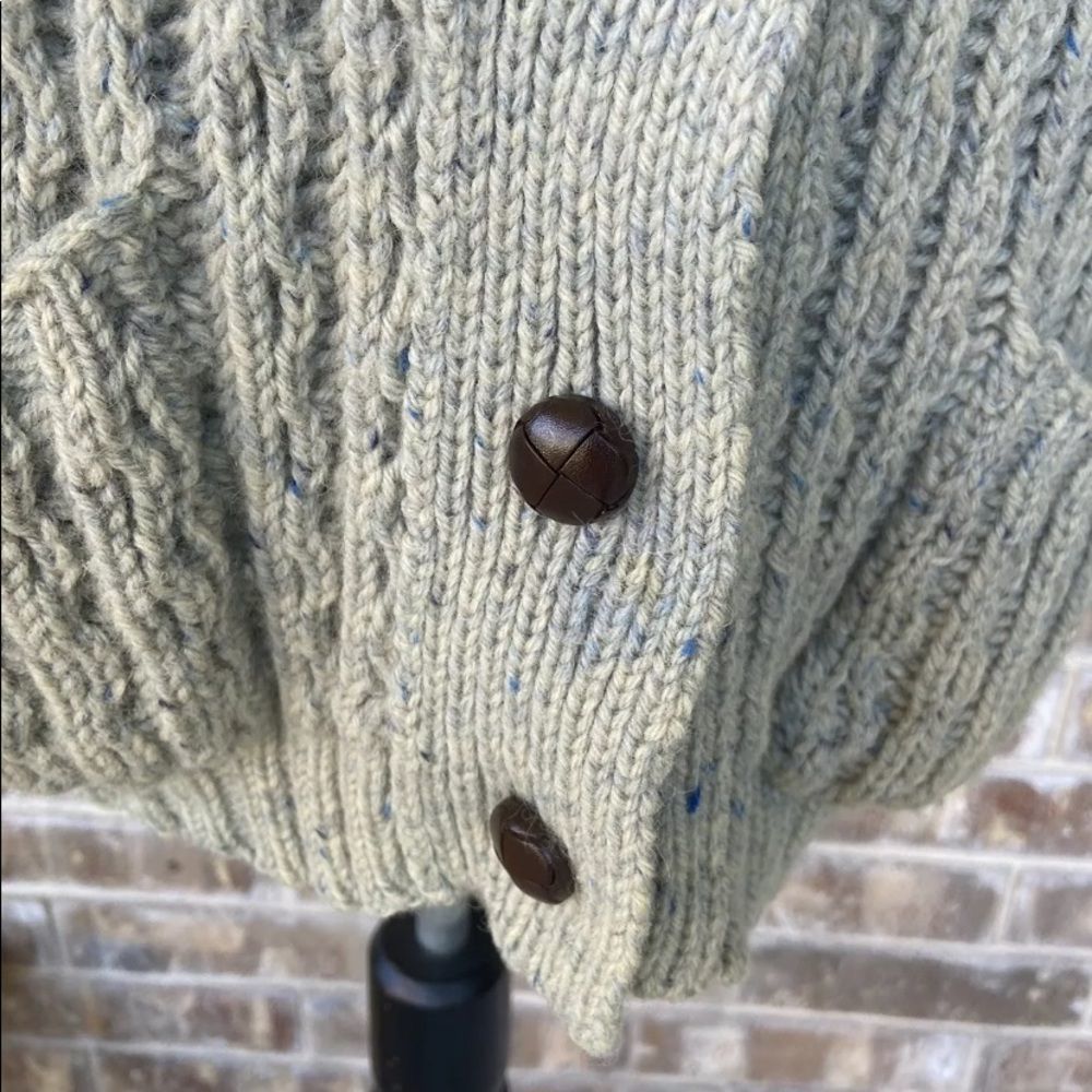 Vintage wool thick Ireland Chunky cableknit Fisherman shacket Sweater ca… - Picture 4 of 9